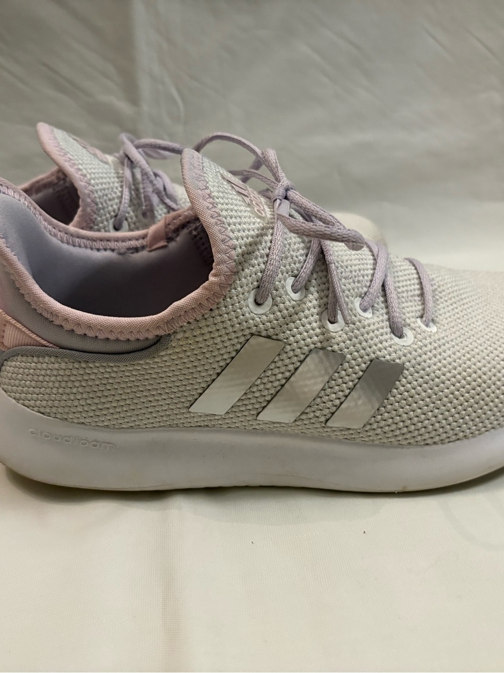 adidas Kids Light Pink purple White Lightweight cloudfoam Sneakers